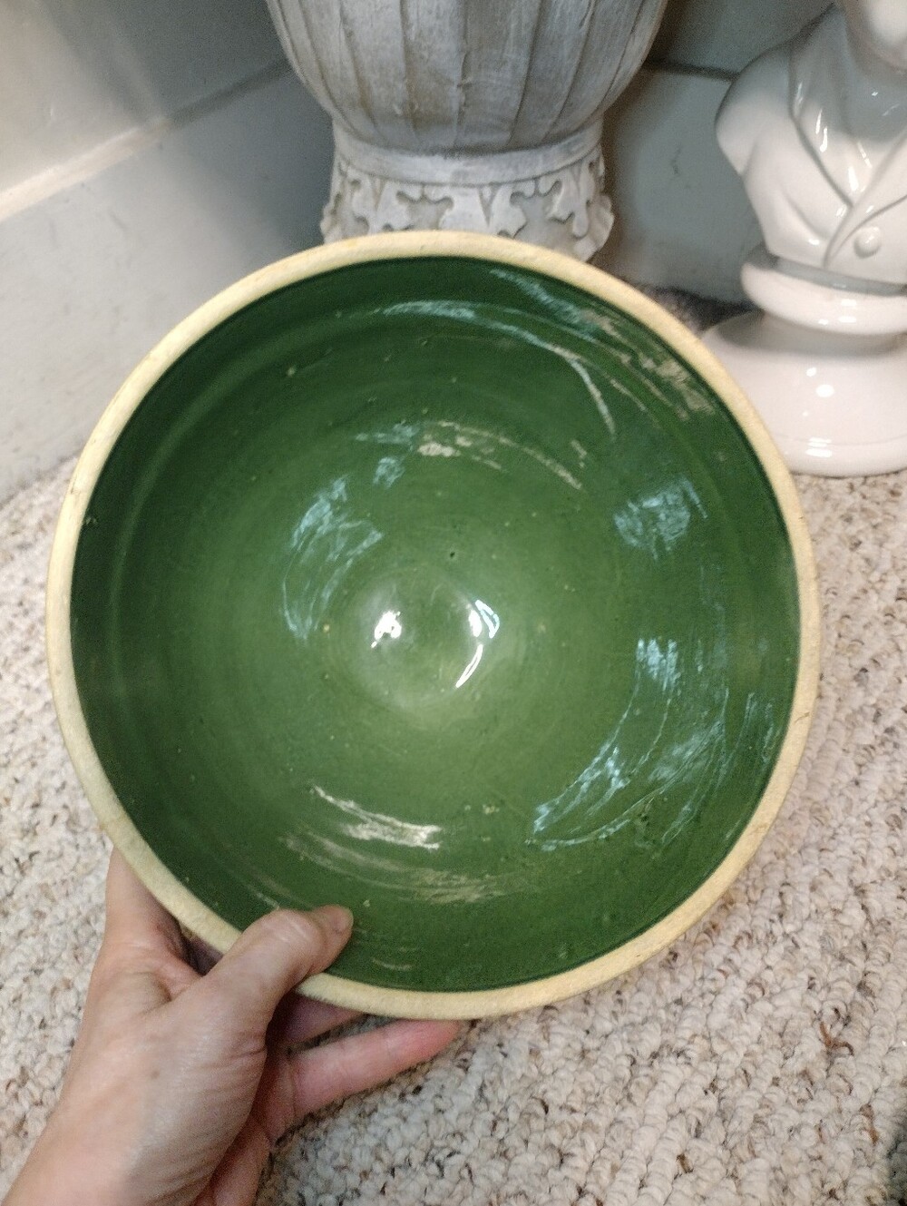 Vintage 1930's McCoy Yelloware Window Pane Patterned Mixing Bowl - Picture 6 of 9